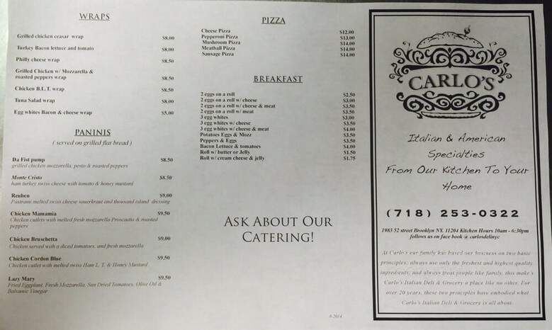 Carlitos Deli Grocery - Brooklyn, NY menu_pic