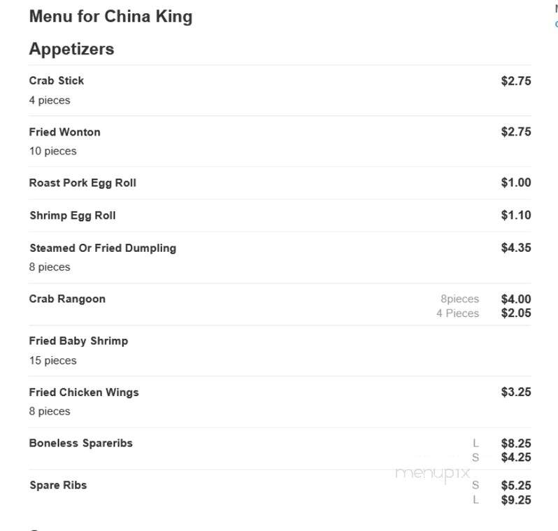 China King - Lansdowne, PA menu_pic