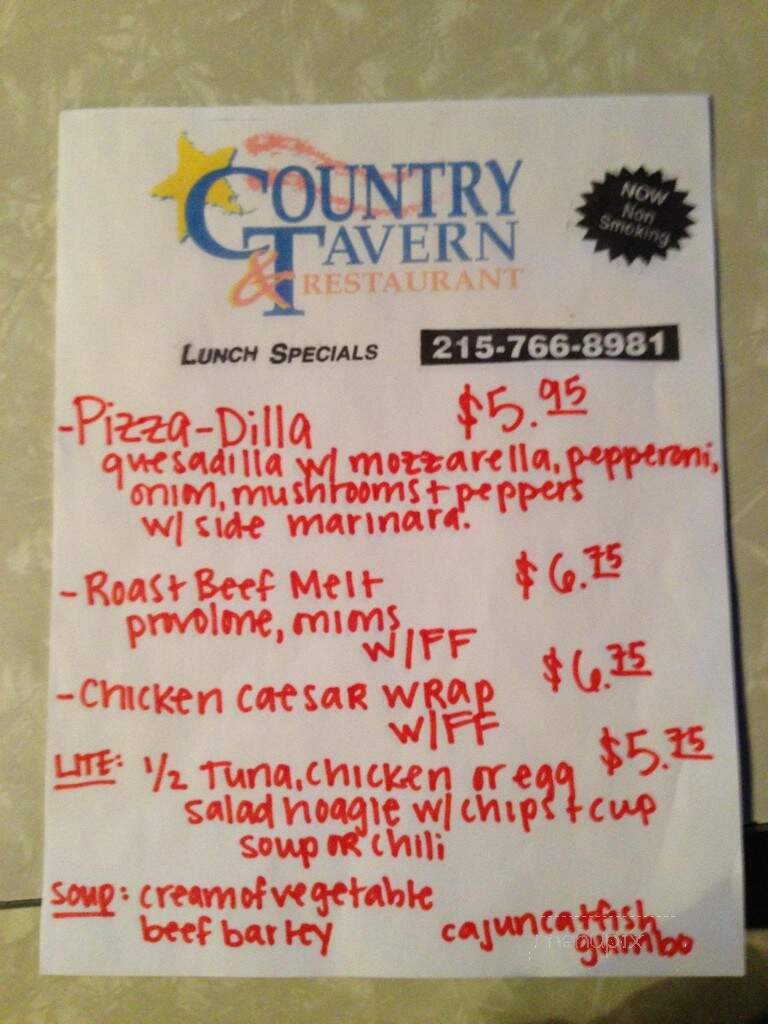 Country Tavern & Restaurant - Pipersville, PA menu_pic