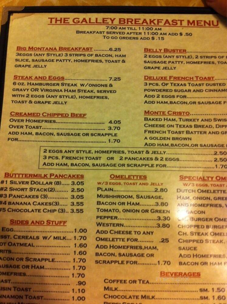 Galley Restaurant - Reading, PA menu_pic