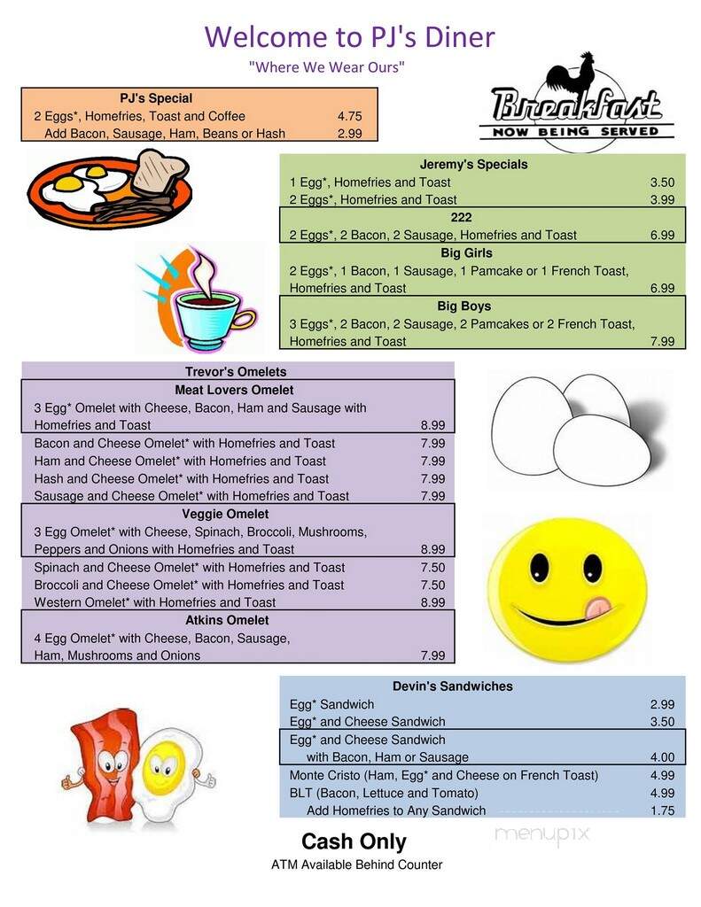 P J's Diner - Coventry, RI menu_pic