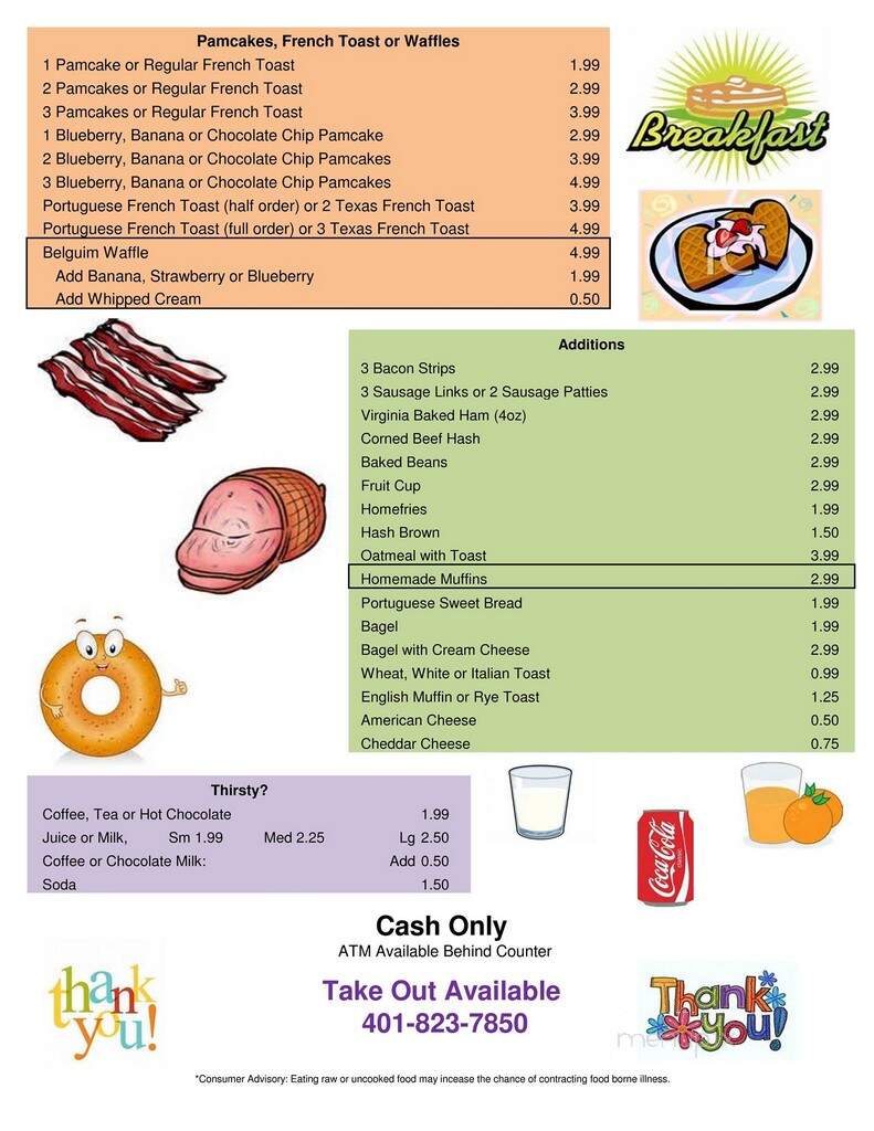 P J's Diner - Coventry, RI menu_pic
