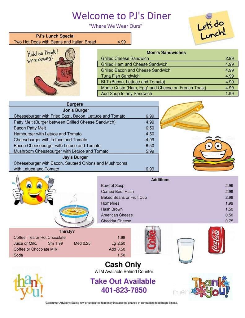 P J's Diner - Coventry, RI menu_pic