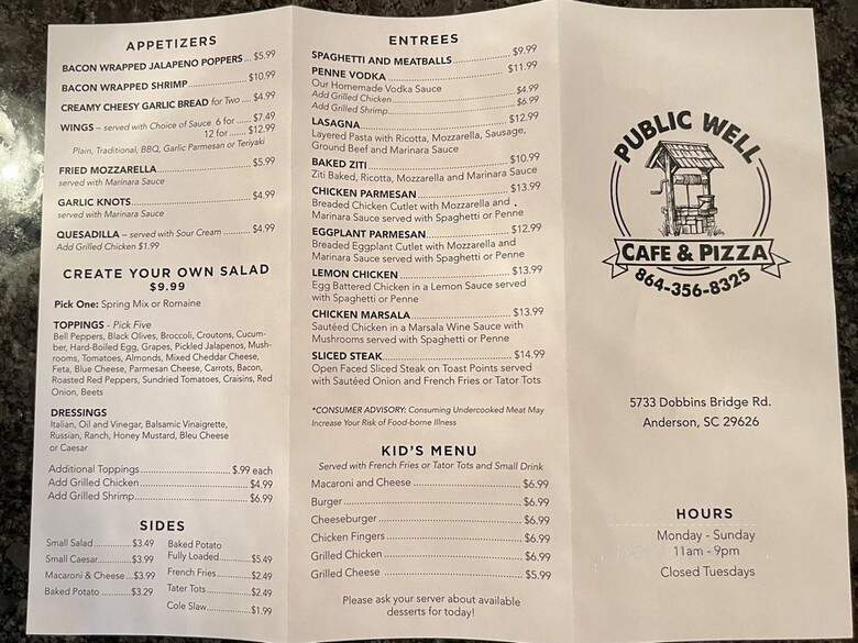 Public Well Store & Cafe - Anderson, SC menu_pic
