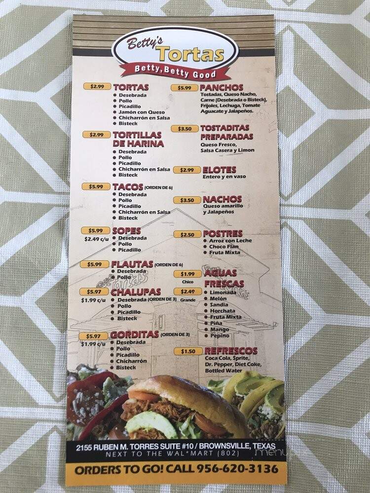 Betty's Tortas - Brownsville, TX menu_pic