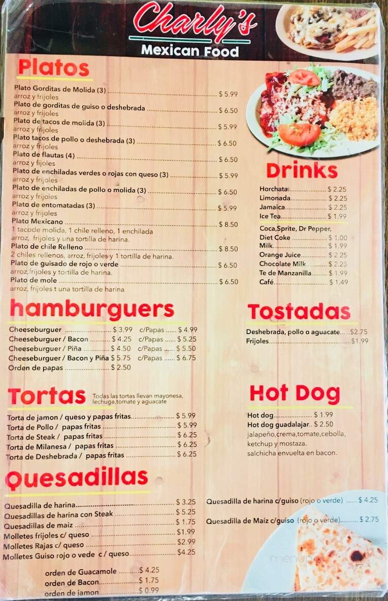 Charly's - El Paso, TX menu_pic