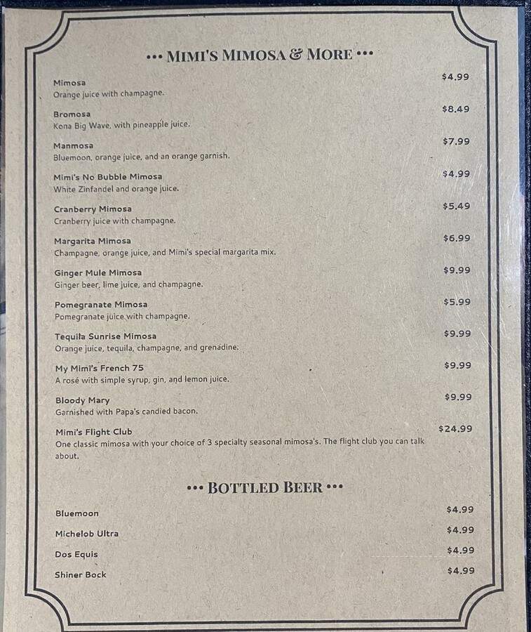 Mimi's - Corpus Christi, TX menu_pic