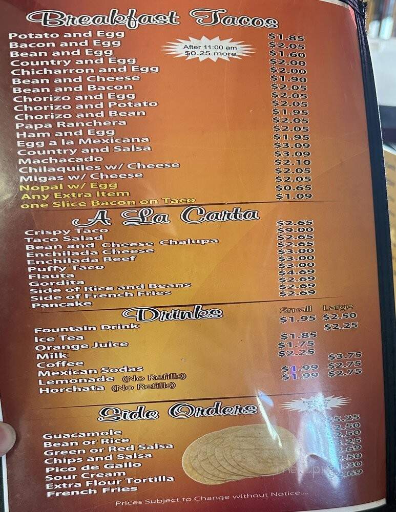 Taqueria Aguas Calientes - San Antonio, TX menu_pic