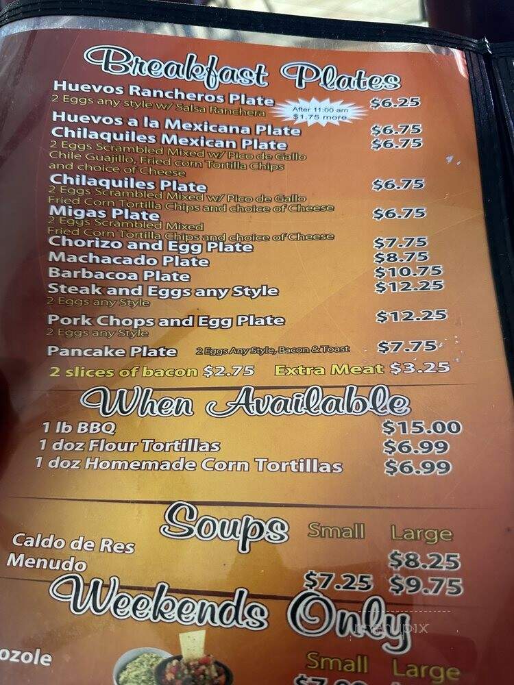 Taqueria Aguas Calientes - San Antonio, TX menu_pic