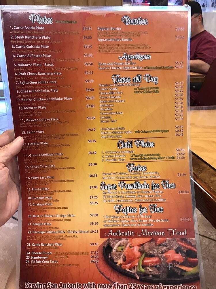 Taqueria Aguas Calientes - San Antonio, TX menu_pic