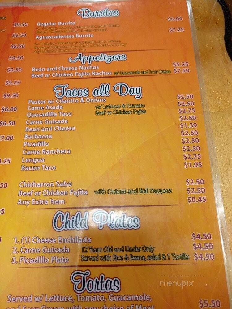 Taqueria Aguas Calientes - San Antonio, TX menu_pic