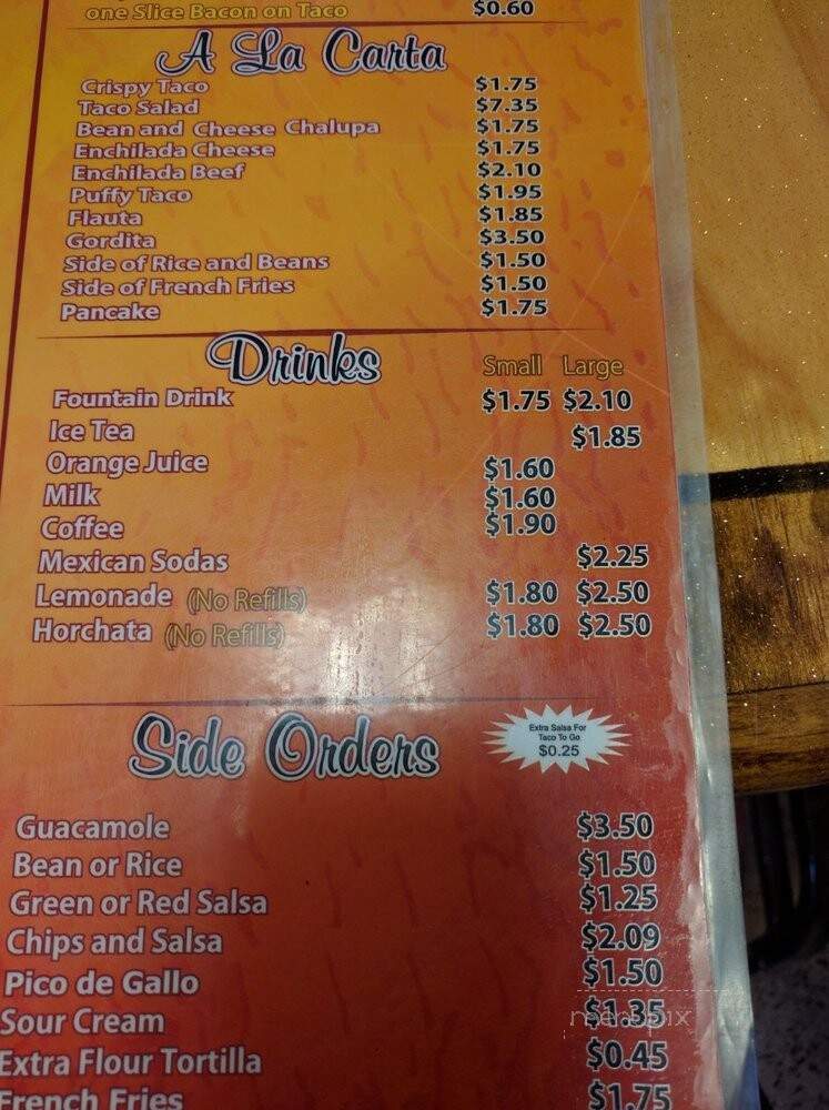 Taqueria Aguas Calientes - San Antonio, TX menu_pic