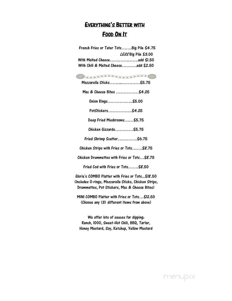 Gloria's Bar & Grill - Tacoma, WA menu_pic