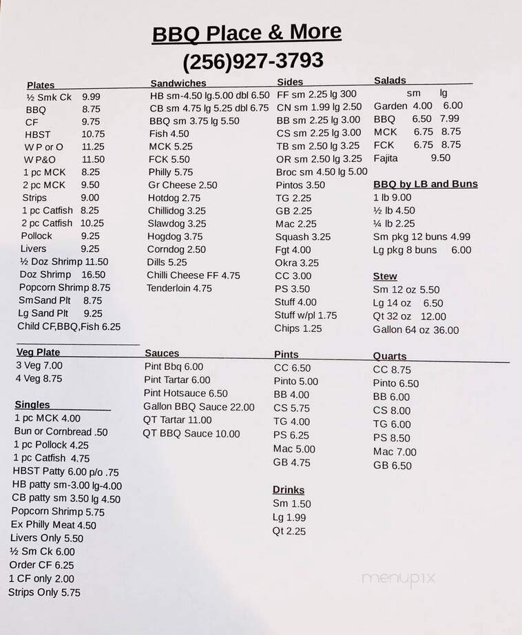 Real Pit Bar-B-Que - Centre, AL menu_pic