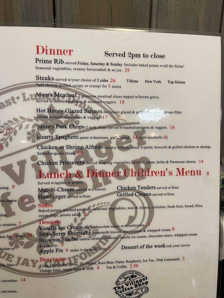 Villager Coffee Shop - Blue Jay, CA menu_pic