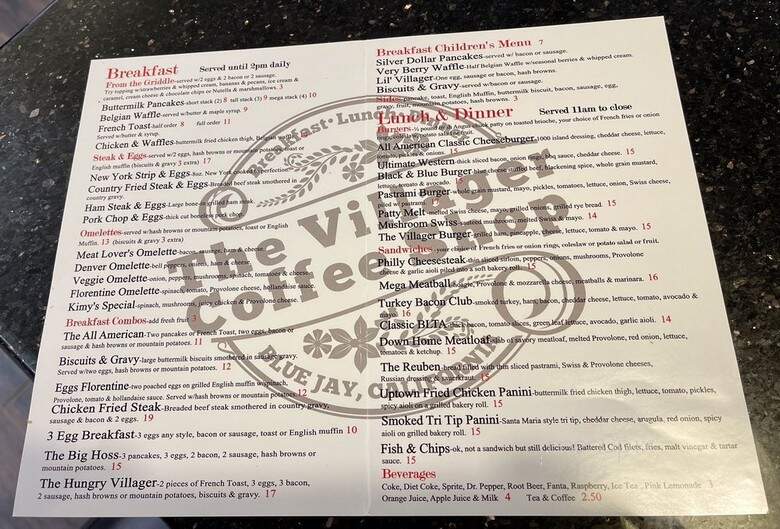 Villager Coffee Shop - Blue Jay, CA menu_pic