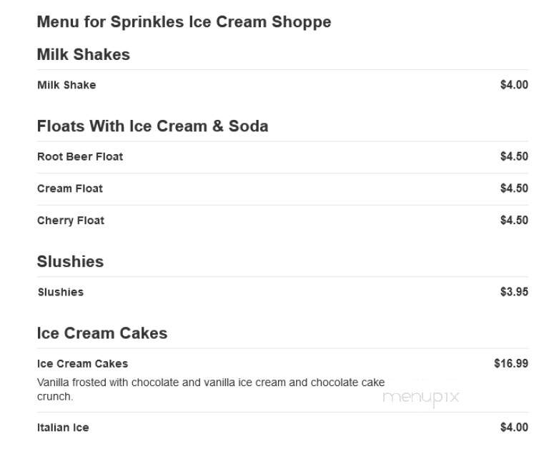 Sprinkles Ice Cream Shoppe - North Haven, CT menu_pic