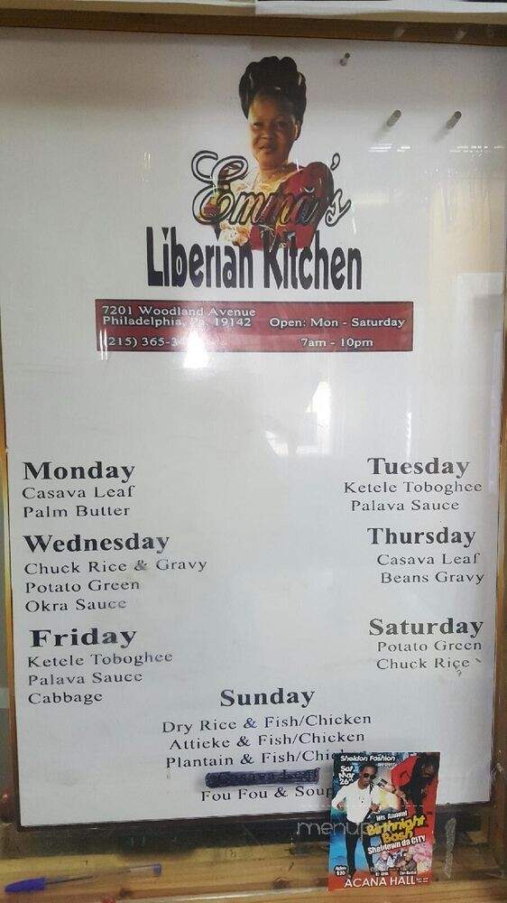 Emma's Liberian Kitchen - Philadelphia, PA menu_pic