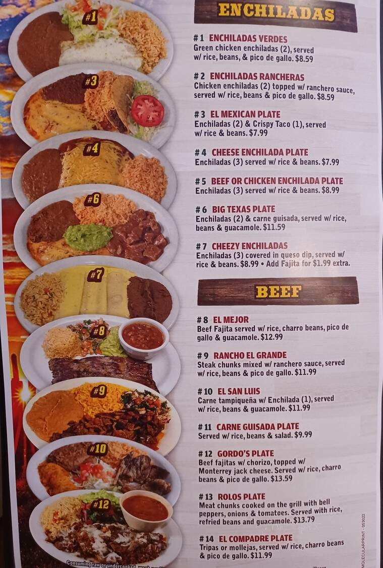 El Mexicano Restaurant - Aransas Pass, TX menu_pic