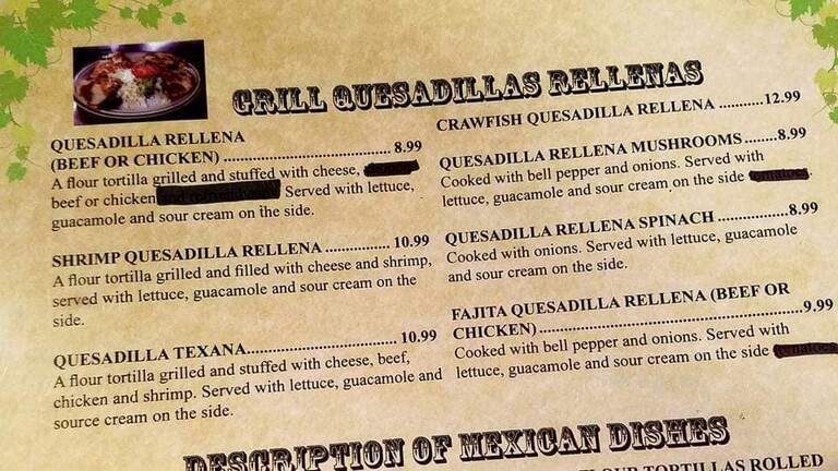 Los Mayas - Franklin, LA menu_pic