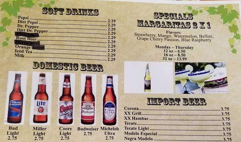 Los Mayas - Franklin, LA menu_pic