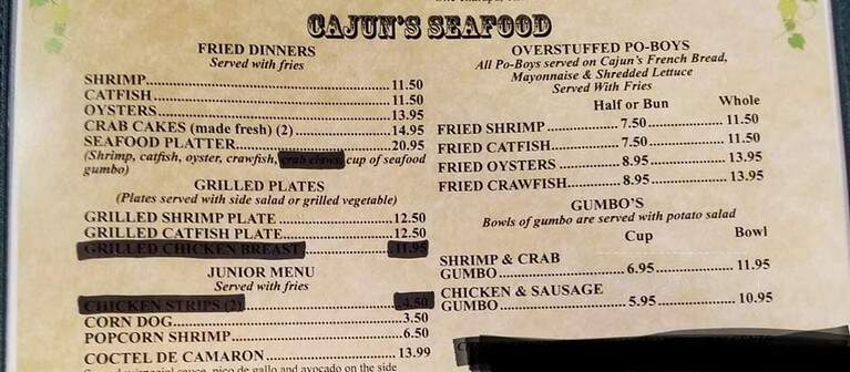 Los Mayas - Franklin, LA menu_pic