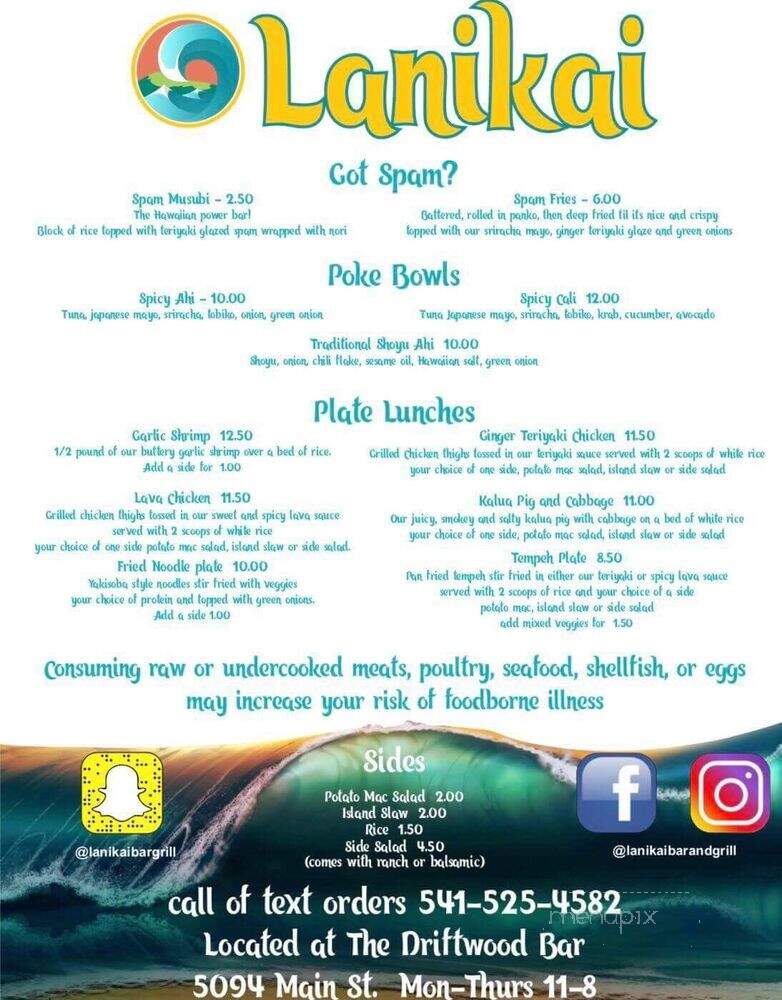 Lanikai Food Truck - Springfield, OR menu_pic