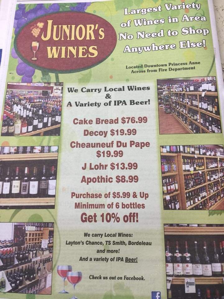 Juniors Wine - Princess Anne, MD menu_pic