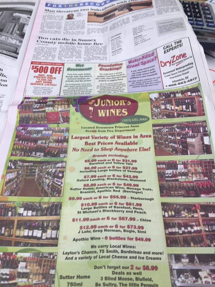 Juniors Wine - Princess Anne, MD menu_pic