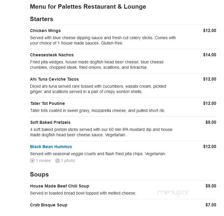 Palettes Restaurant & Lounge - Wilmington, DE menu_pic