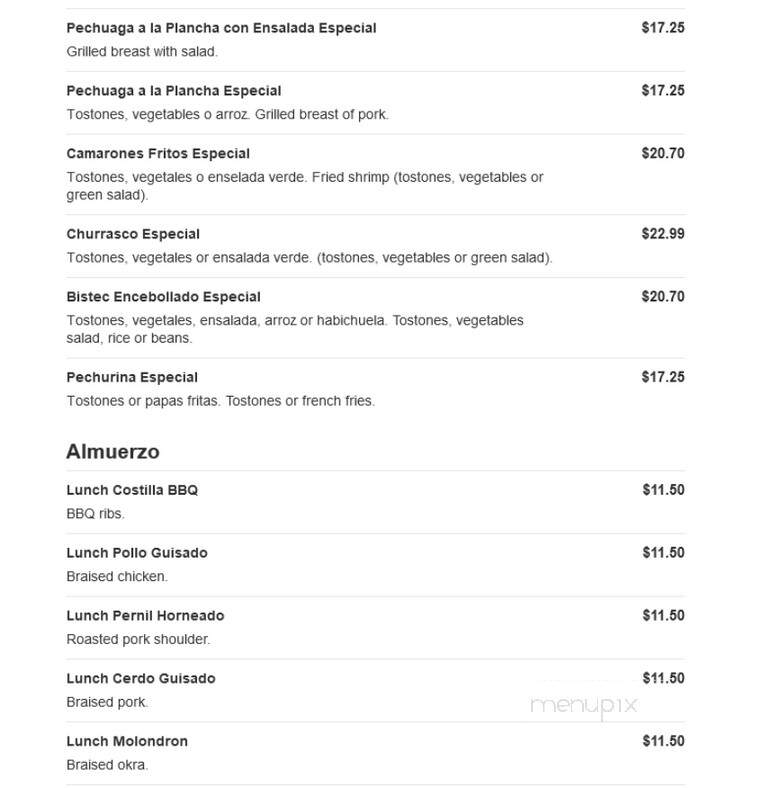 La Cuchara Restaurant - Dorchester, MA menu_pic