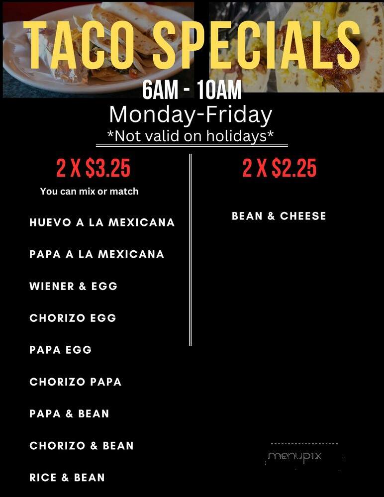 Isela's Tacos - San Antonio, TX menu_pic