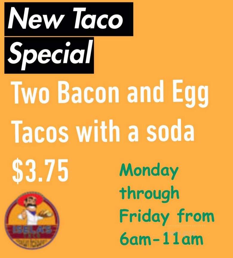 Isela's Tacos - San Antonio, TX menu_pic