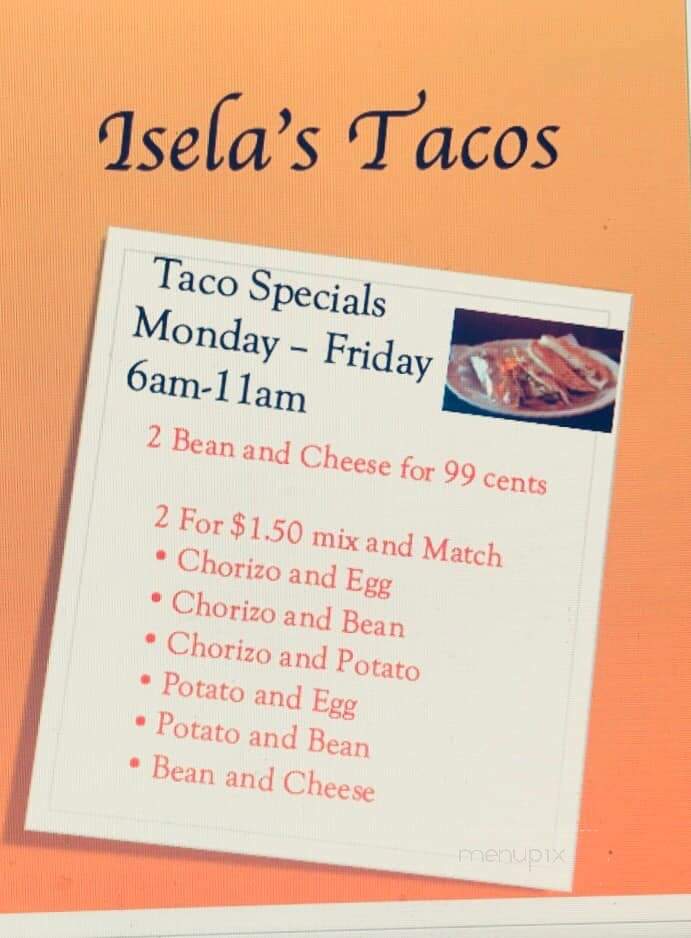 Isela's Tacos - San Antonio, TX menu_pic