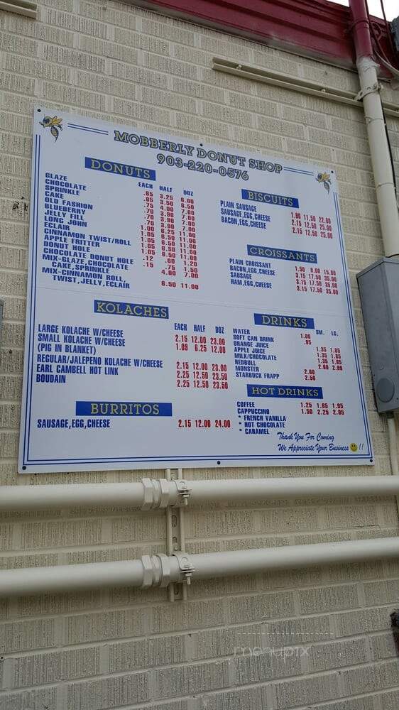 Mobberly Donut Shop - Longview, TX menu_pic