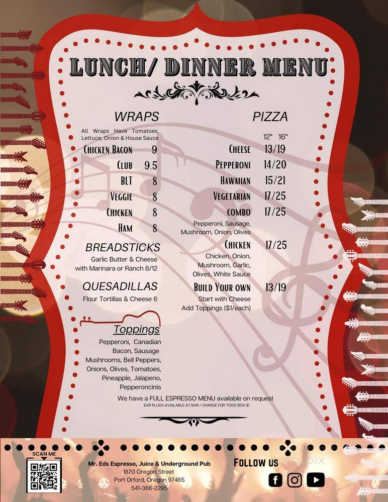 Mr. Ed's Espresso & Juice and Underground Pub - Port Orford, OR menu_pic