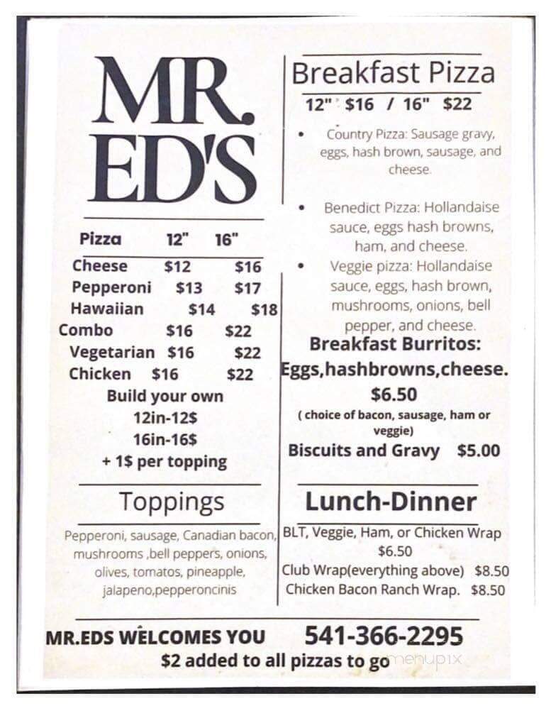 Mr. Ed's Espresso & Juice and Underground Pub - Port Orford, OR menu_pic