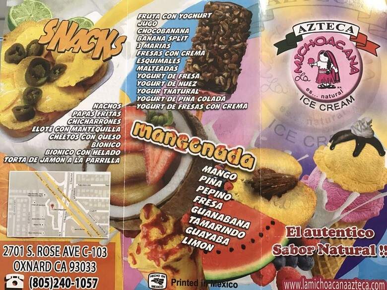 La Michoacana Azteca 2 - Oxnard, CA menu_pic