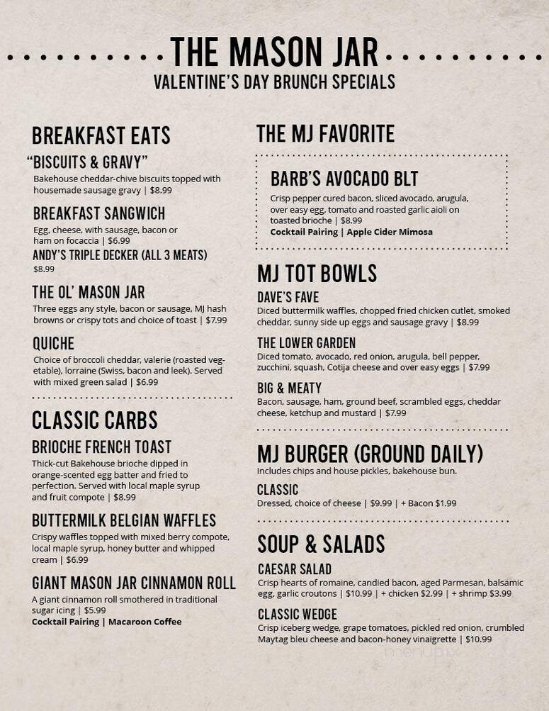 The Mason Jar - Vernon, NY menu_pic