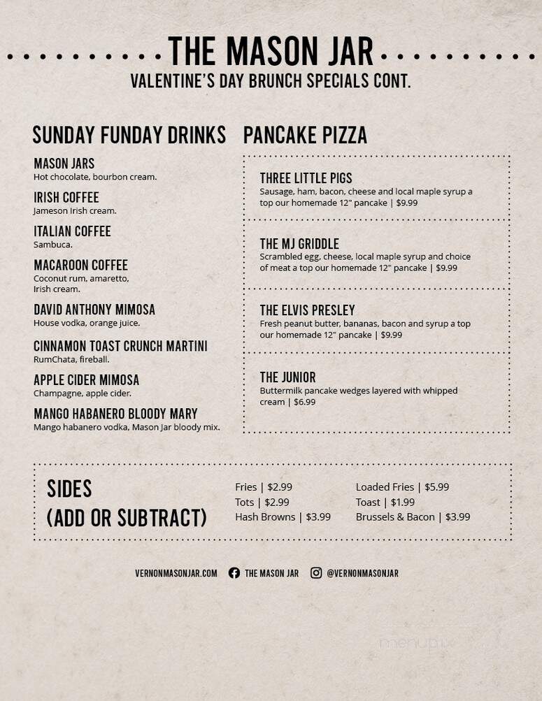The Mason Jar - Vernon, NY menu_pic