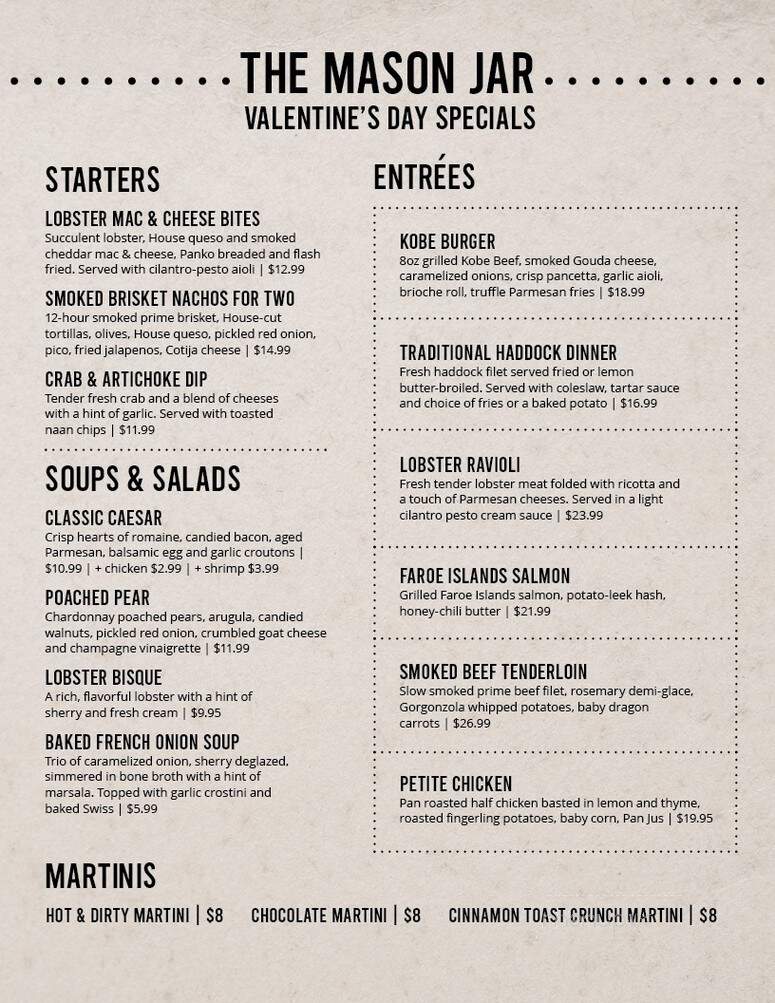 The Mason Jar - Vernon, NY menu_pic