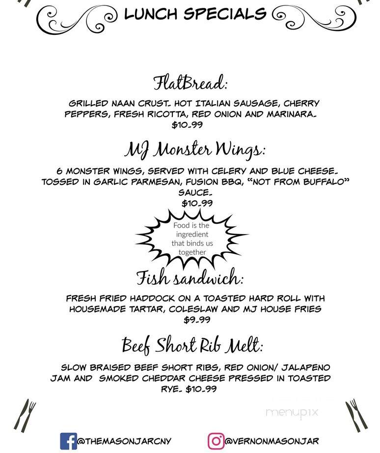 The Mason Jar - Vernon, NY menu_pic