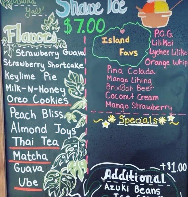 Hanalei Shave Ice - Orlando, FL menu_pic