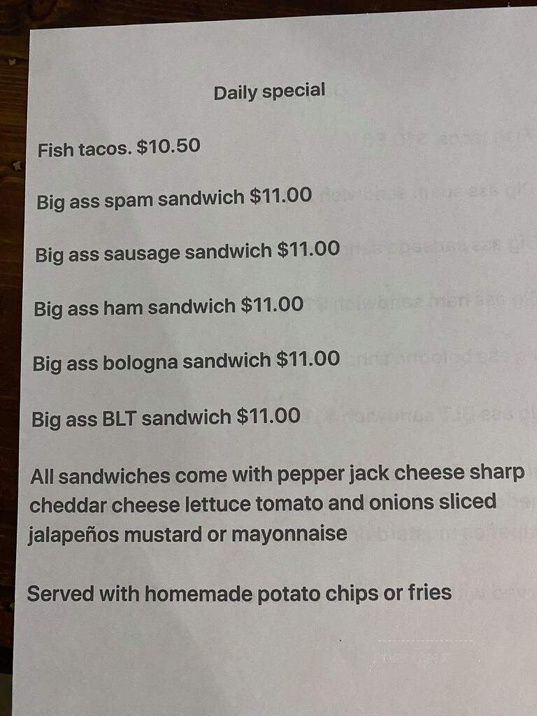 The Oil Can Sports Bar and Grill - Barnhart, TX menu_pic