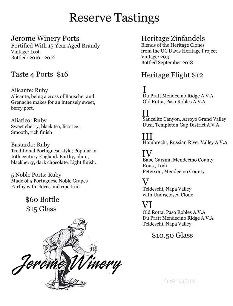 The Original Jerome Winery - Jerome, AZ menu_pic