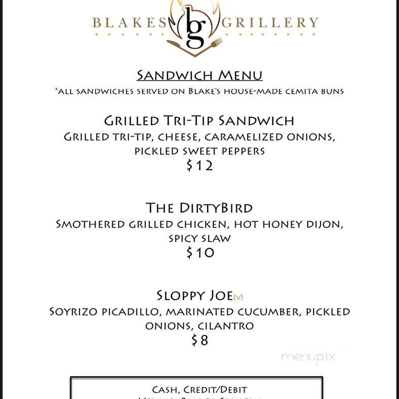 Blake's Grillery - Oakland, CA menu_pic