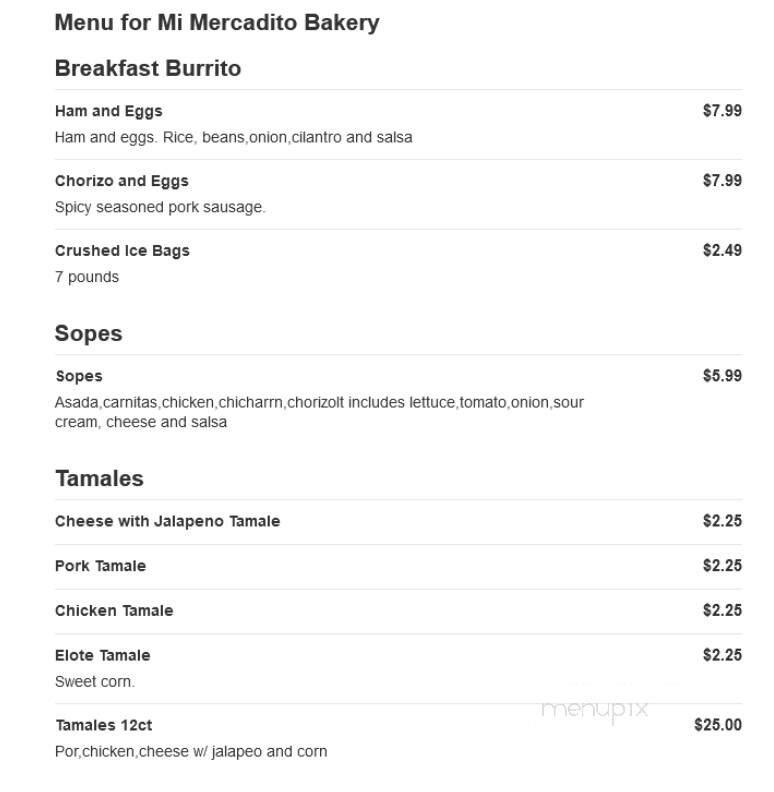 Mi Mercadito Bakery - Inglewood, CA menu_pic