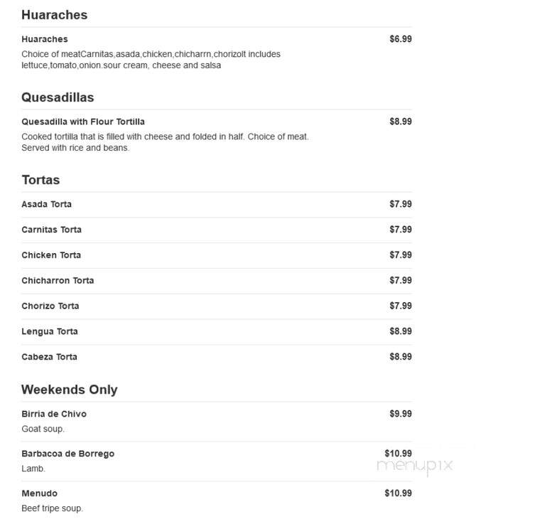 Mi Mercadito Bakery - Inglewood, CA menu_pic