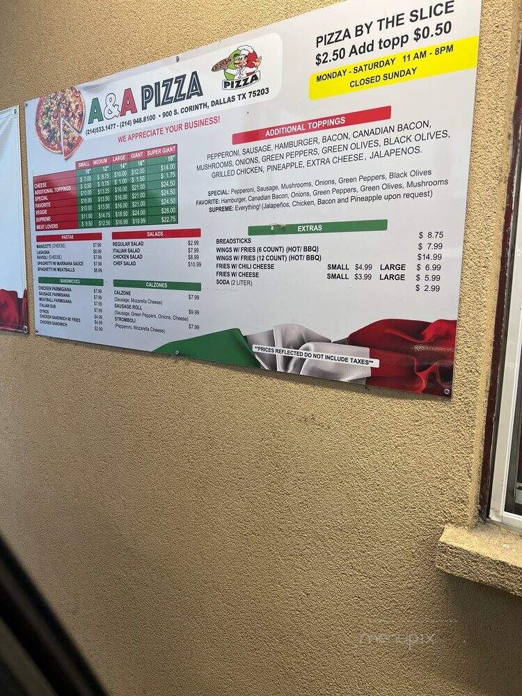 A&A Pizza - Dallas, TX menu_pic