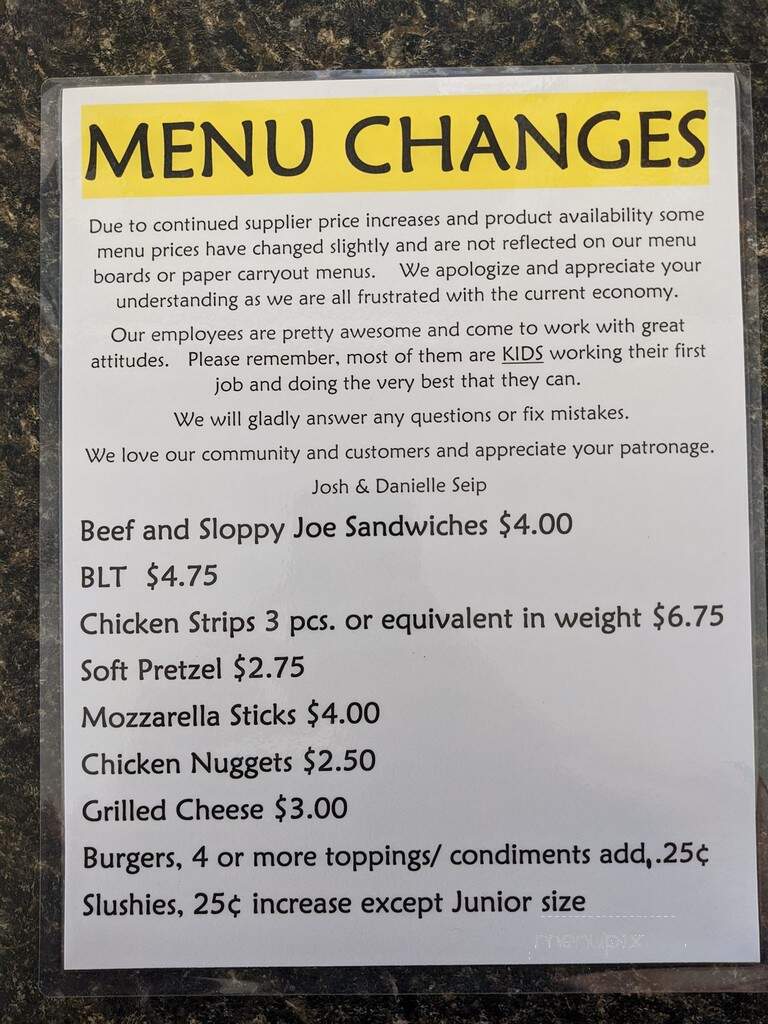 Apache Dairy Bar - Sherwood, OH menu_pic
